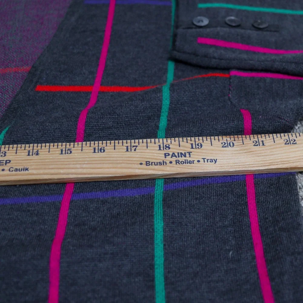 Vintage Liz Claiborne Wool Cashmere Blend Cardigan 80s 90s Plaid Grid Sweater M‎